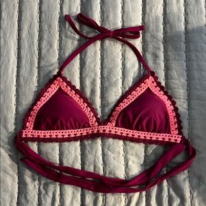 Crochet Trim Triangle Bikini Top